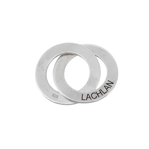 Vintage Sterling Silver 925 Double Linked Name Rings "Isla" "Lachlan" Pendant - Picture 3 of 6